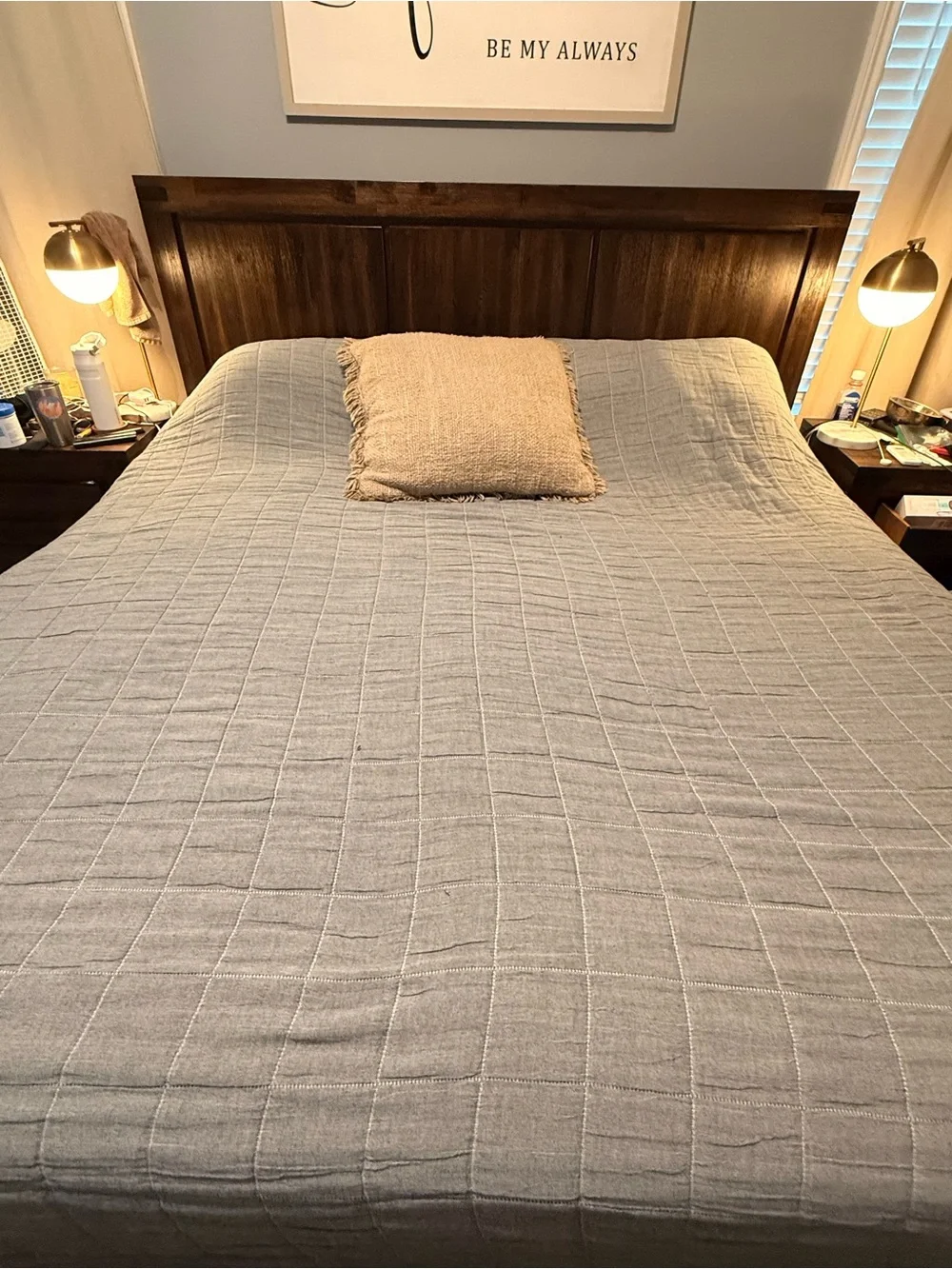 King Neutral blue Quilted Bedspread - Home Bedding